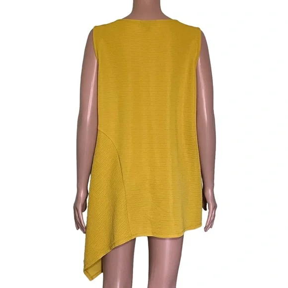 NWOT Alfani Striped Sleeveless Scoop-Neck Top, Goldenrod | 0X (12W) - Picture 2 of 11